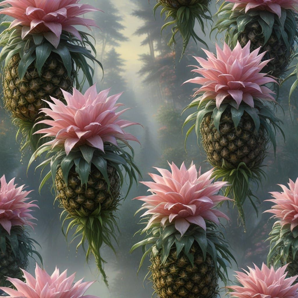 Pineapple Flowers in Ethereal Fantasy Style