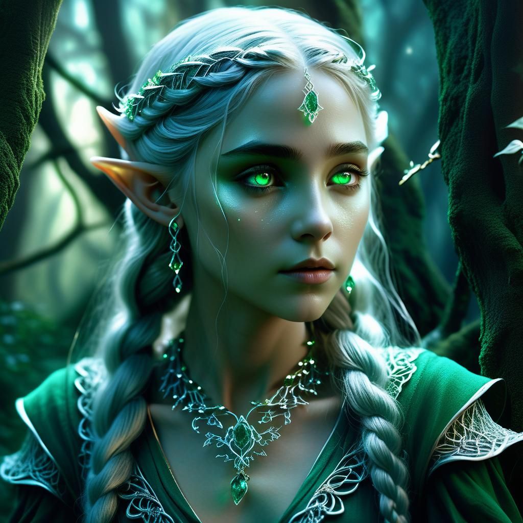 Ethereal Elf Portrait in Mystical Forest