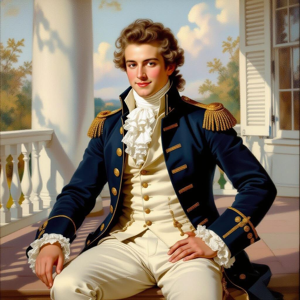 Marquis de Lafayette at Mount Vernon Oil Painting