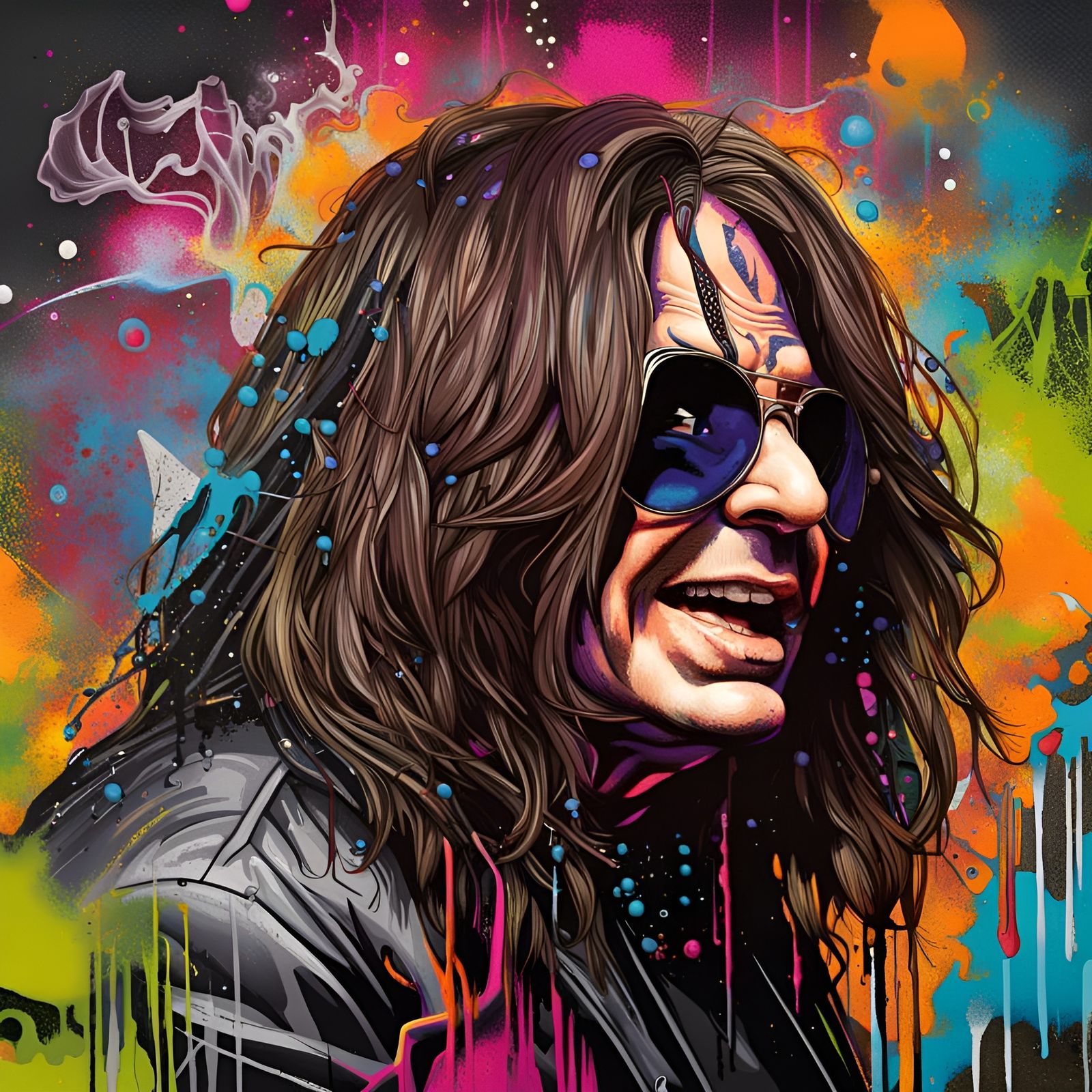 Ozzy Osbourne Graffiti Splash Art Portrait