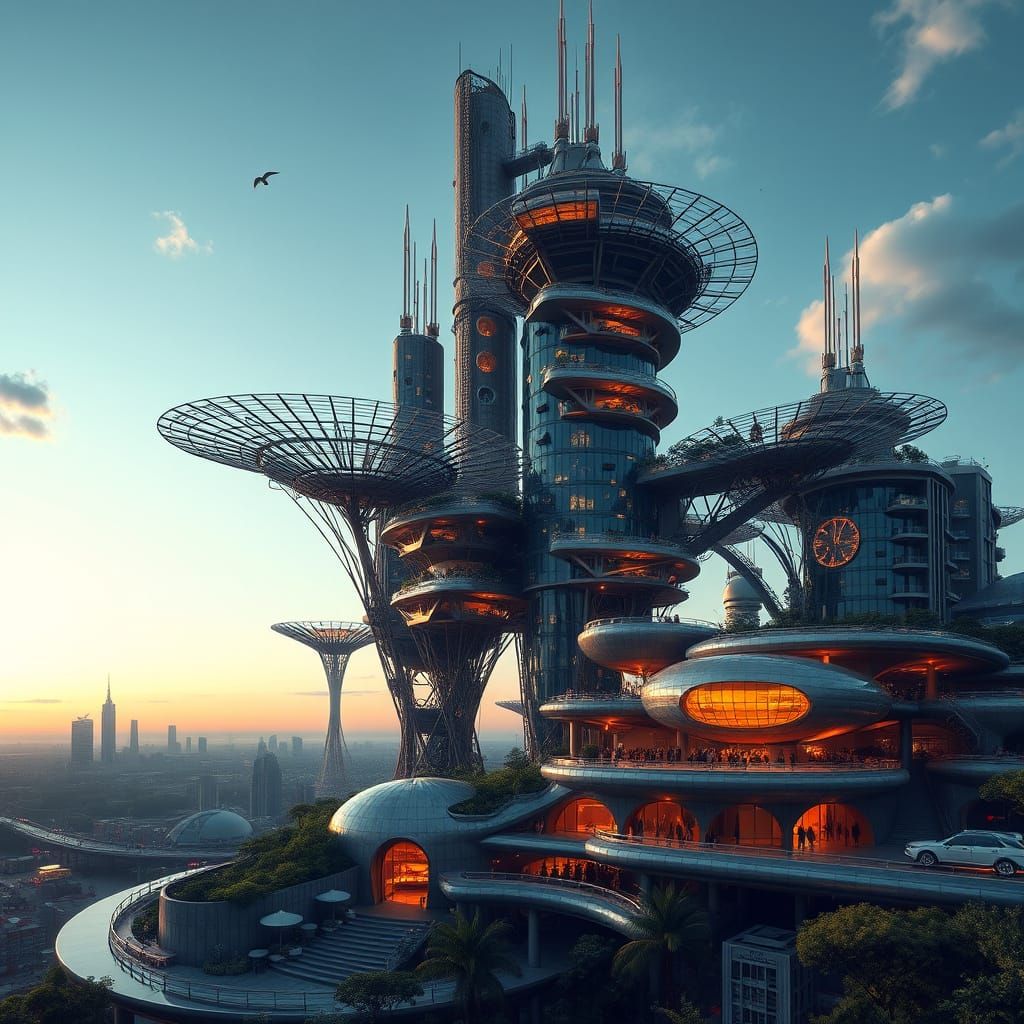 Surreal Futuristic Utopia in Arcological Megastructure