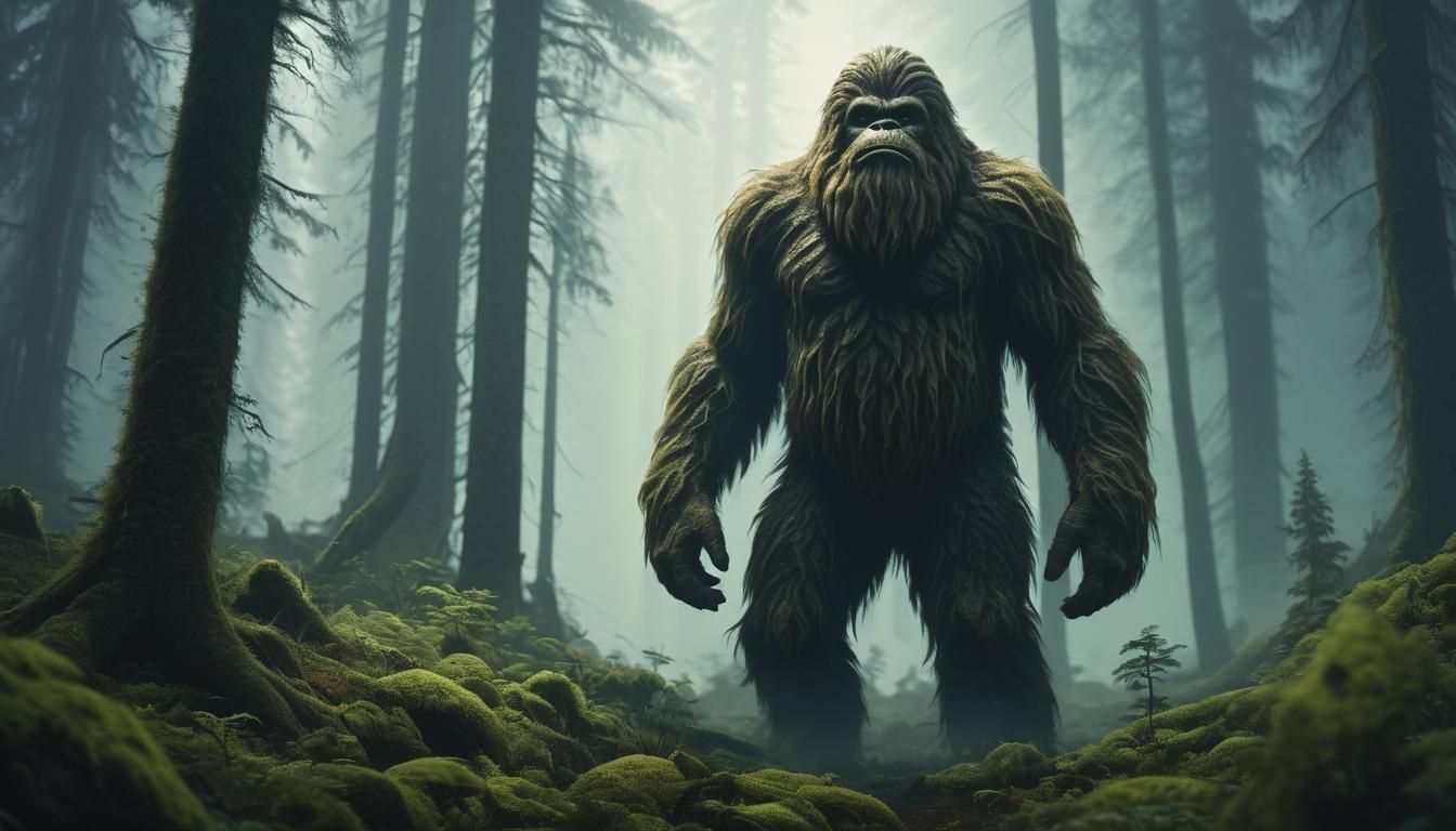 Sasquatch in Misty Forest: Concept Art