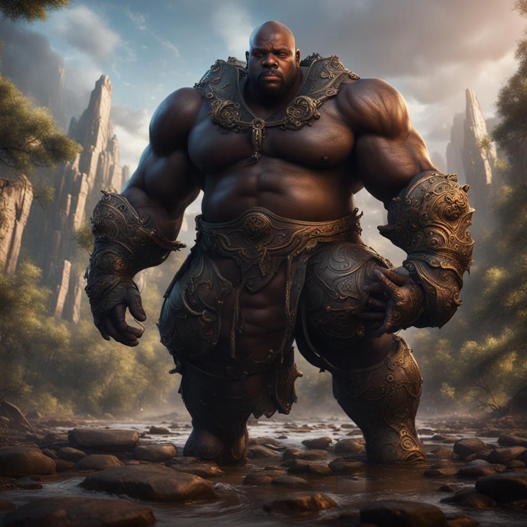 Detailed Matte Painting of a Strong Black Man