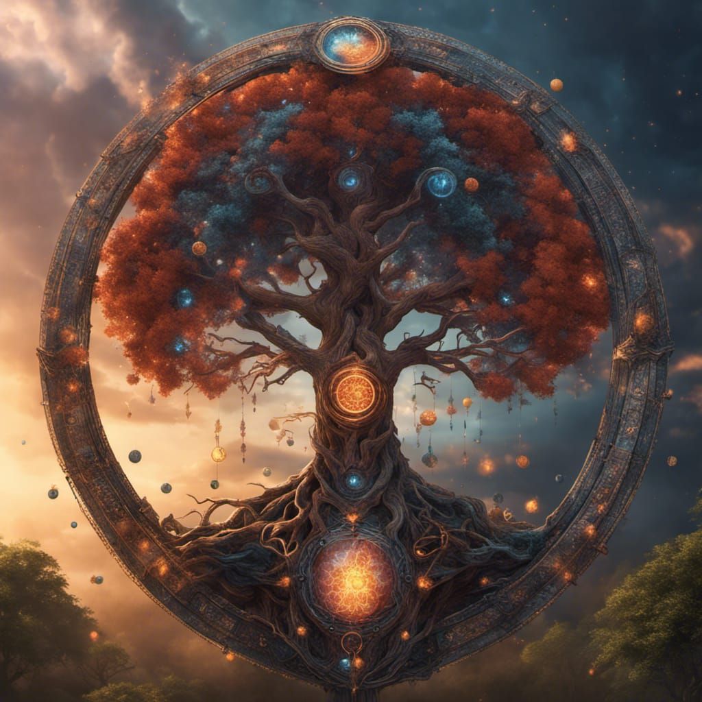 Tree of Life: Detailed Matte Painting in Cosmic Style