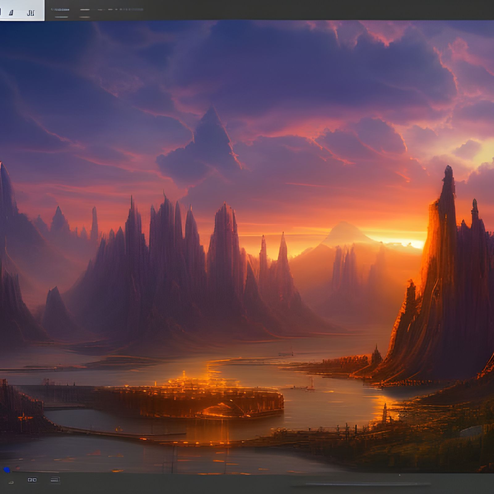 Fantastic Sunset Over Detailed Cityscape