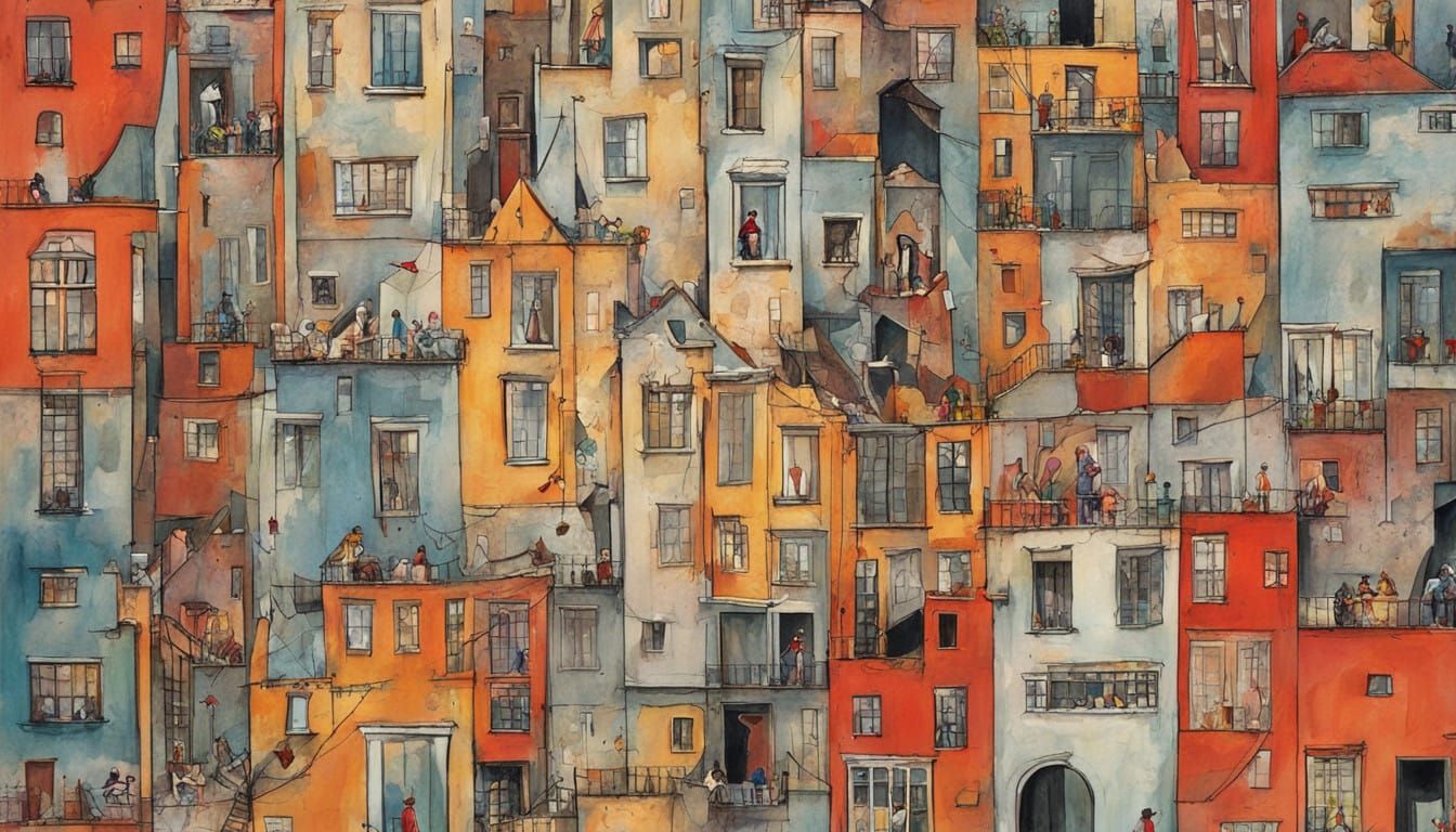 Whimsical, Surreal Townhouse in a Psychedelic Dreamscape