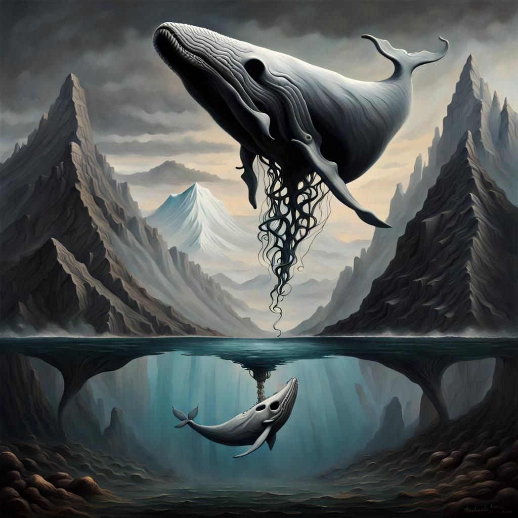 Surreal Whale Skull Mountain by Morski
