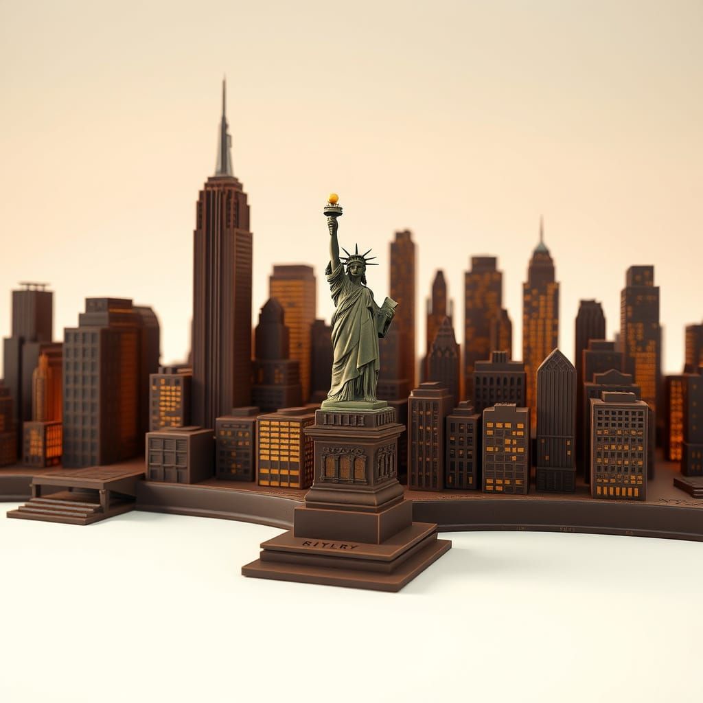 Chocolate New York City Skyline in 3D Rendering