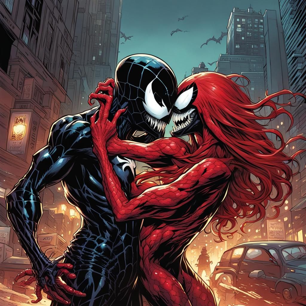 She Venom and She Carnage Kiss: Comic Art