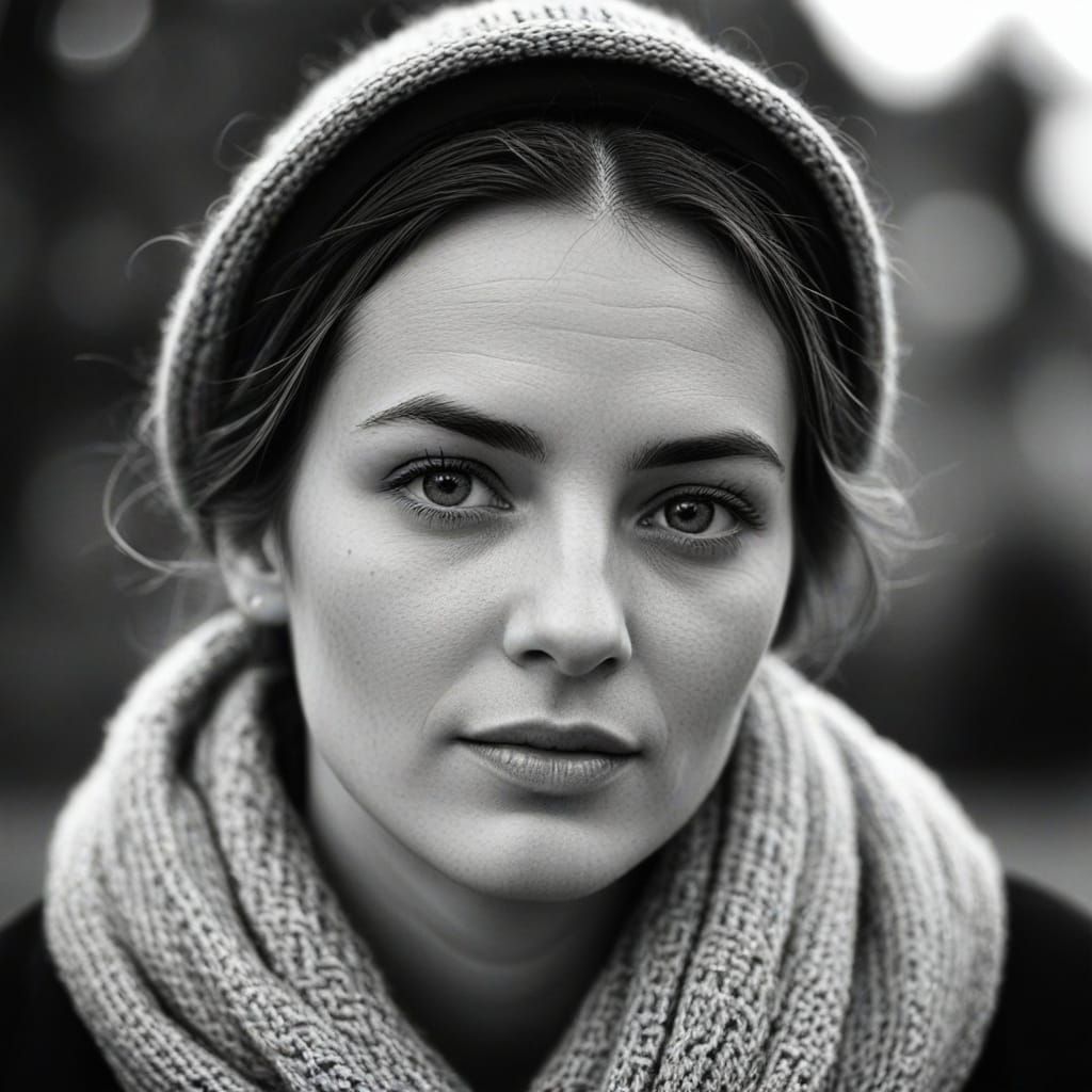Nostalgic Woman's Portrait in Vintage Monochrome