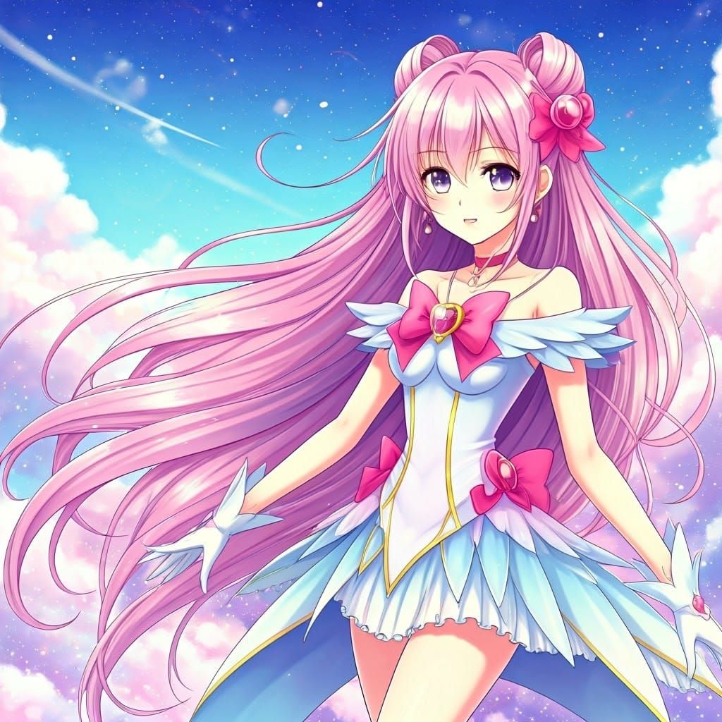 Dynamic Magic Girls in Manga Style