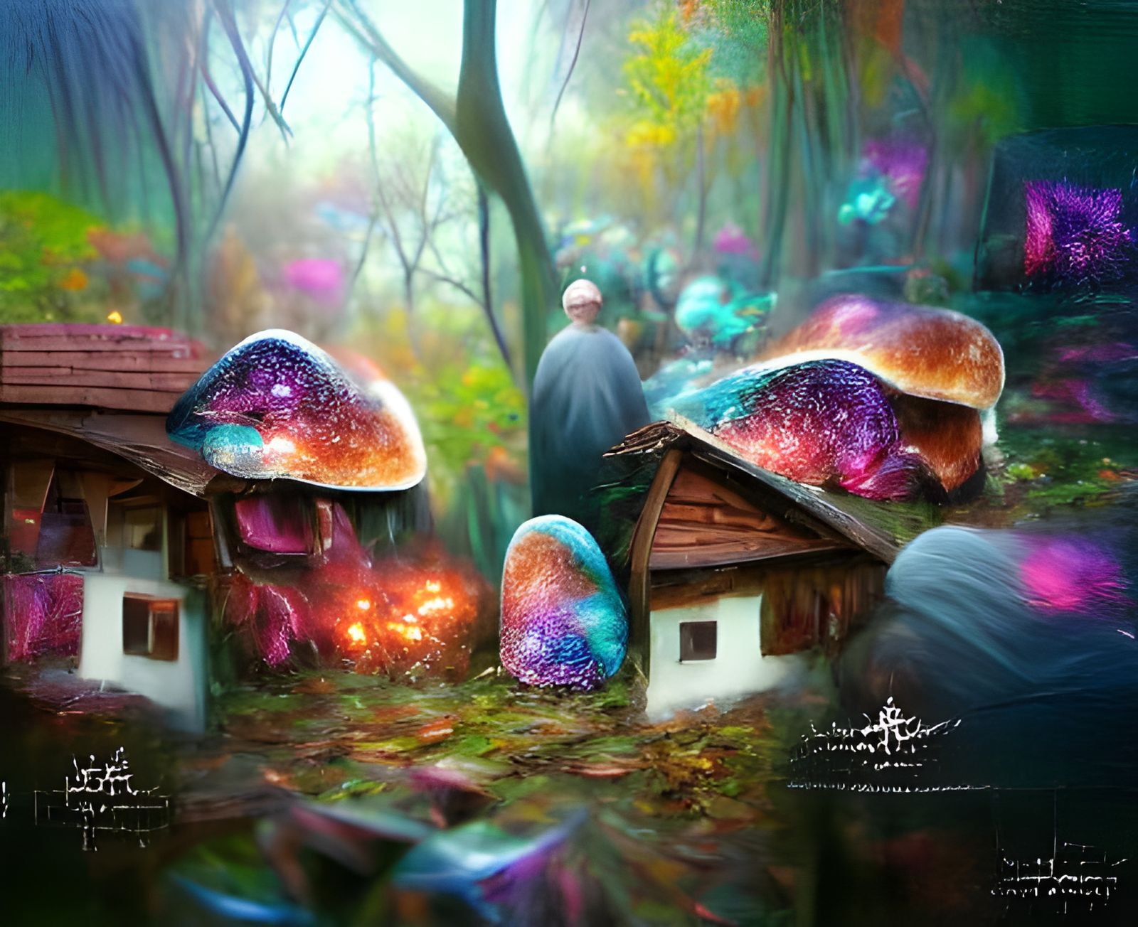 Mushroom House in Ethereal Astral Forest