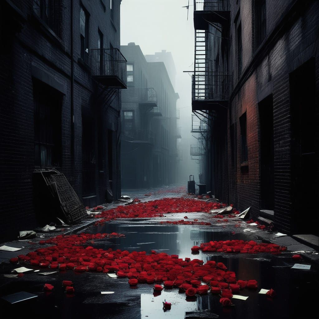 Wilting Roses in a Gritty Alley