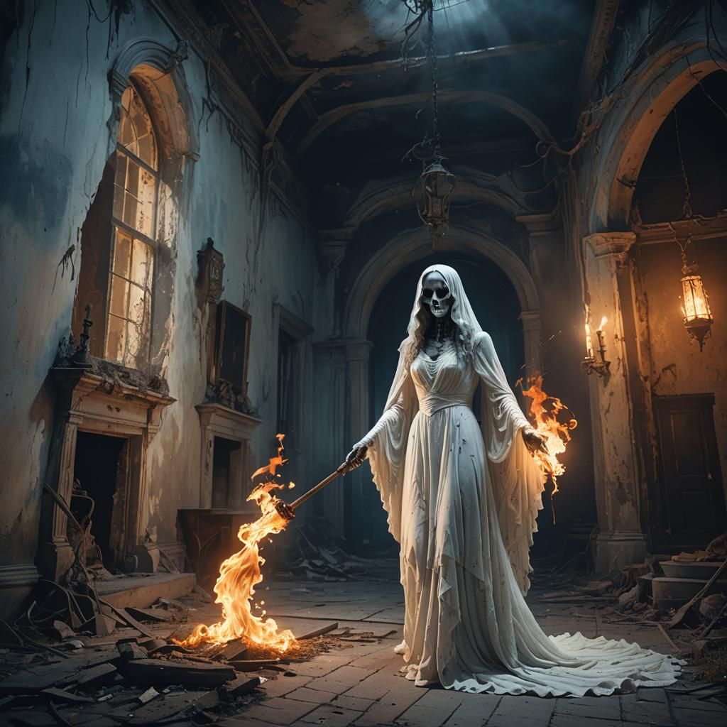 Ghost in Abandoned Mansion Digital Matte Painting