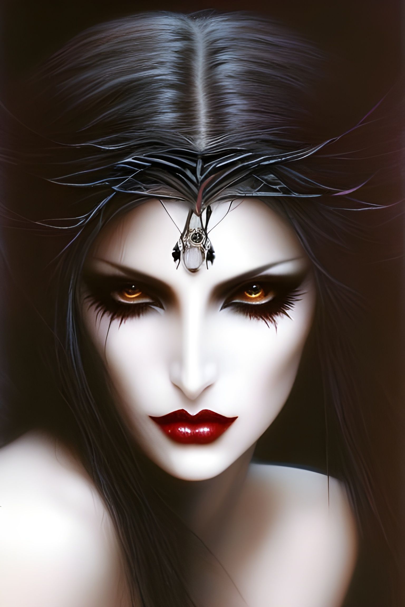 Gorgeous Vampire Bride Portrait in Gothic Style