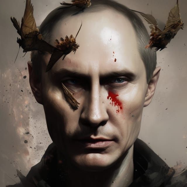 Putin Collage Art Masterpiece in Dark Fantasy Style