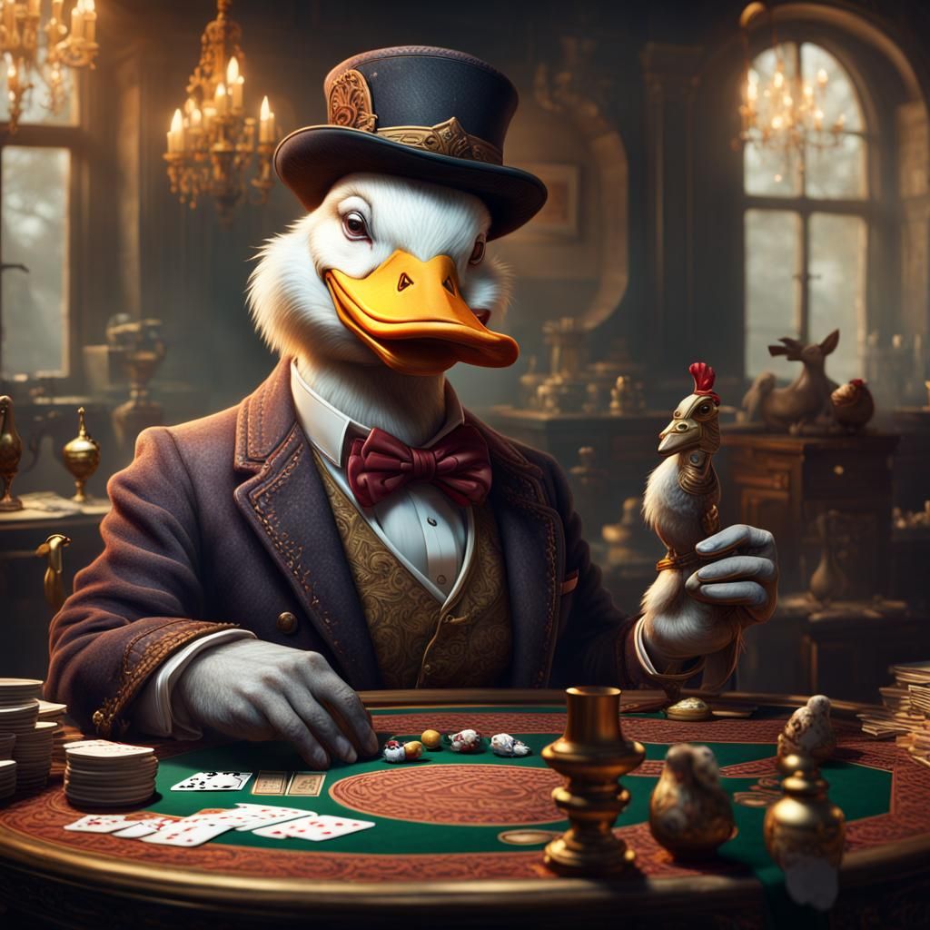 Duck Plays Poker: Detailed Matte Painting