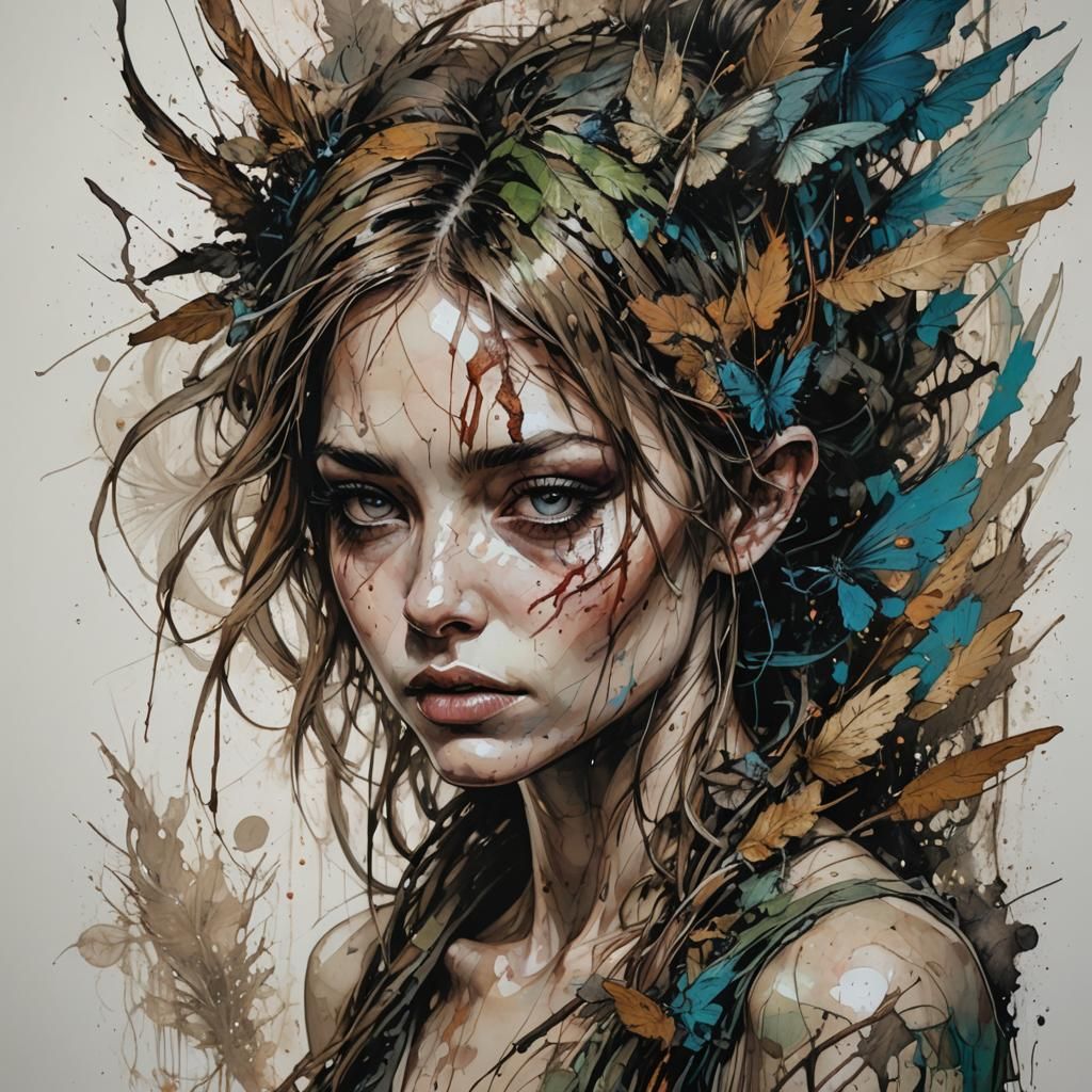 Comic Noir Fairy in Expressionist Style