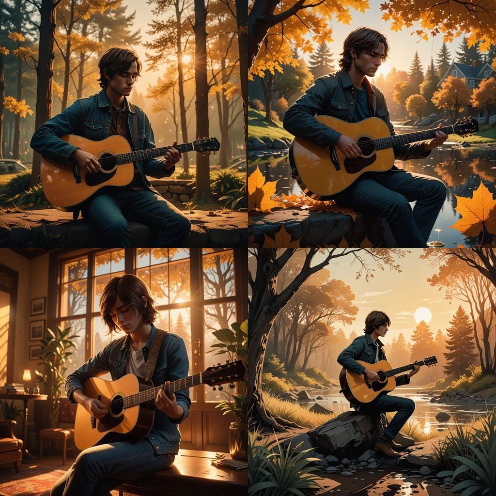 Max Caulfield's Acoustic Guitar in Golden Hour
