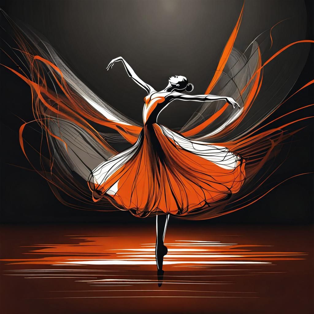 Ballerina Silhouette: Minimalist Abstract Line Art