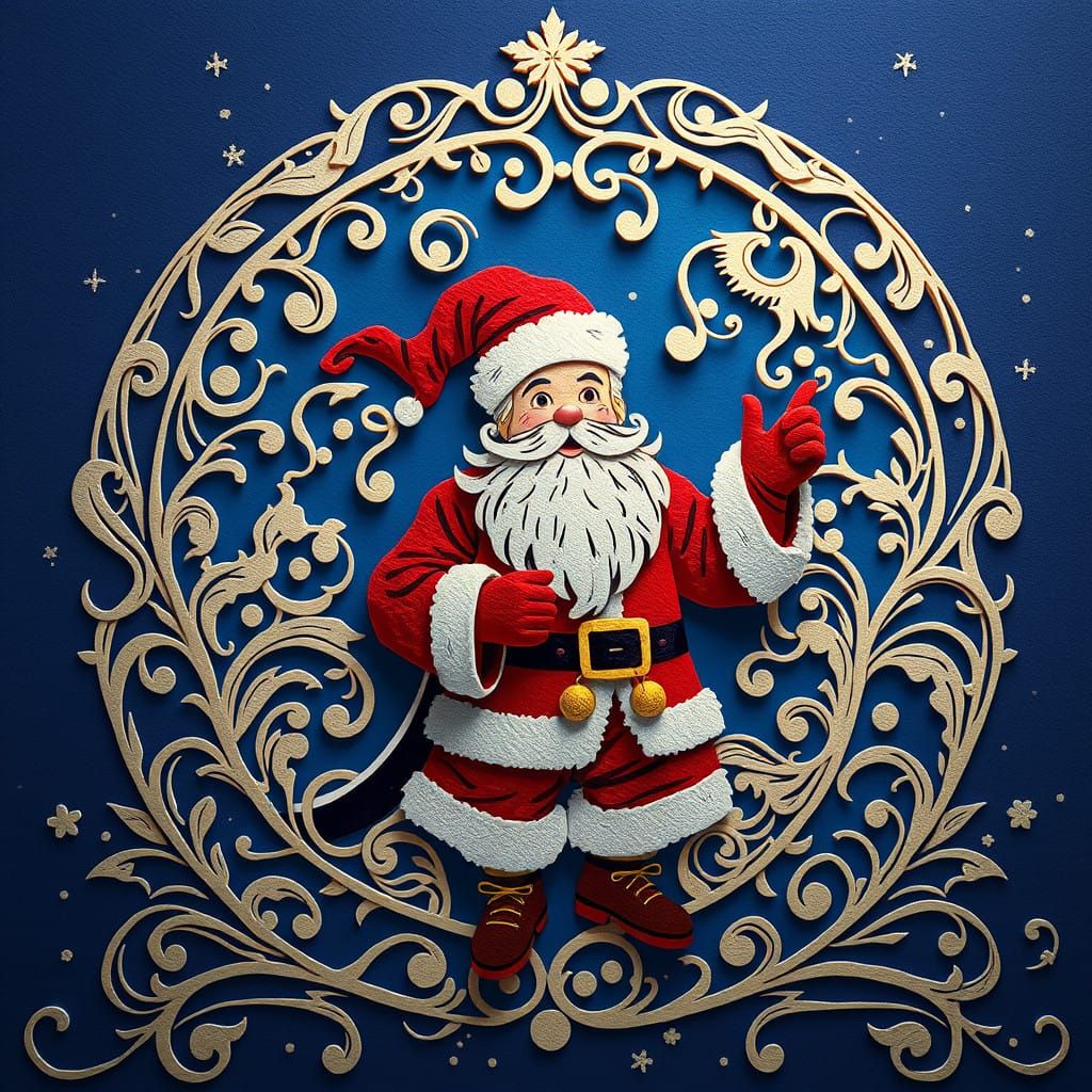 Santa in a Whimsical, Medieval-Inspired Christmas Scene