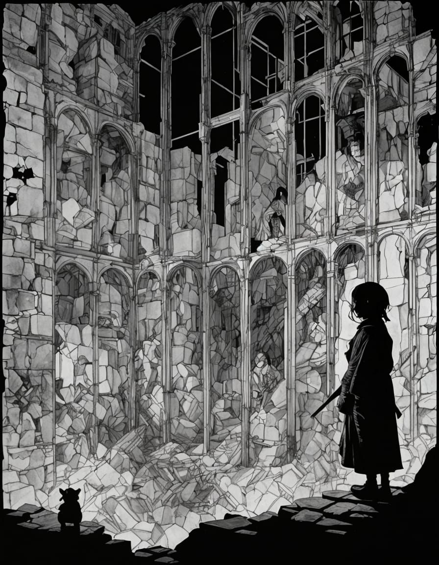 Mysterious Dungeon Scene in Chiaroscuro Lighting