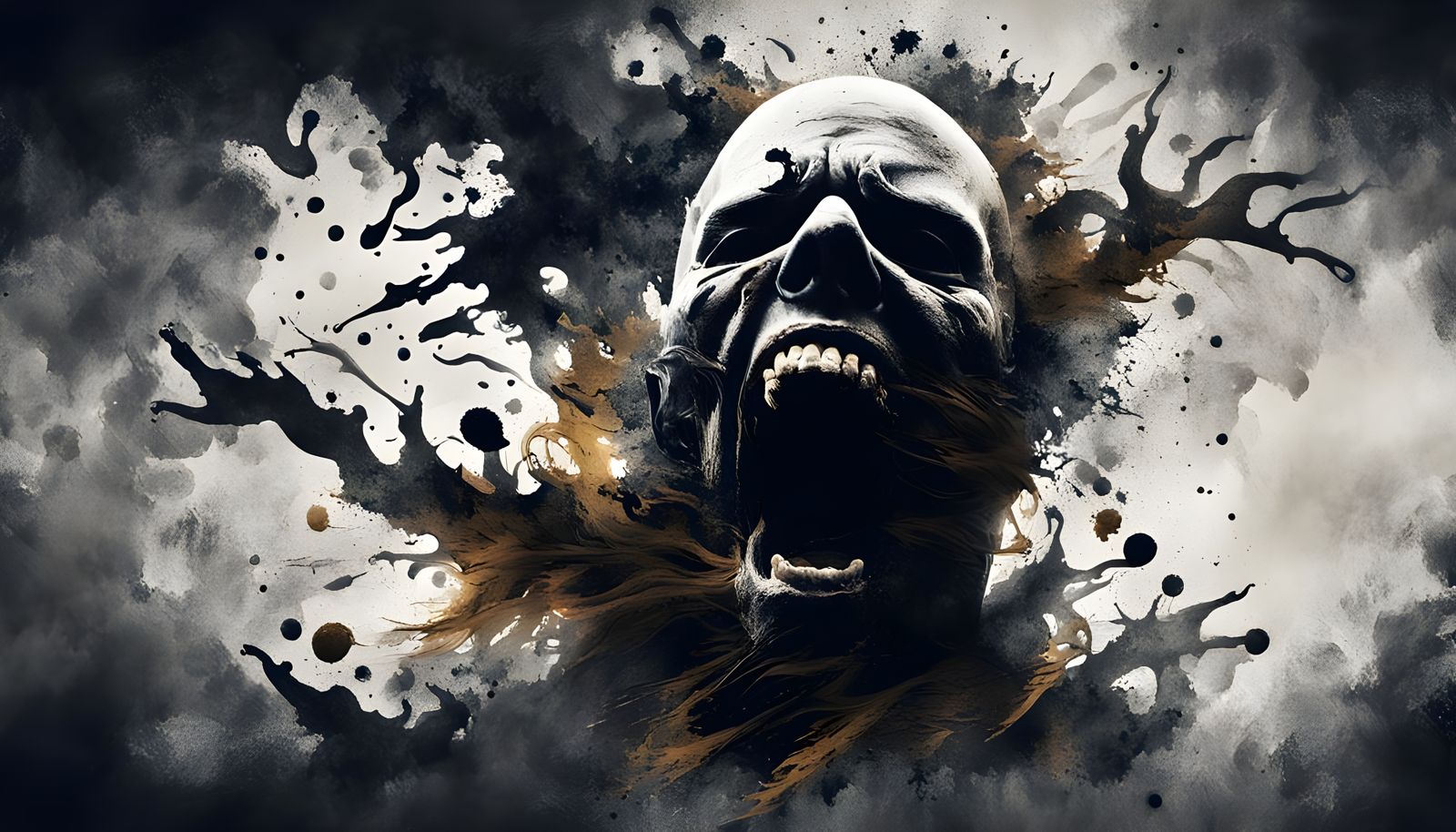 Splatter Art Ghost in Double Exposure Image