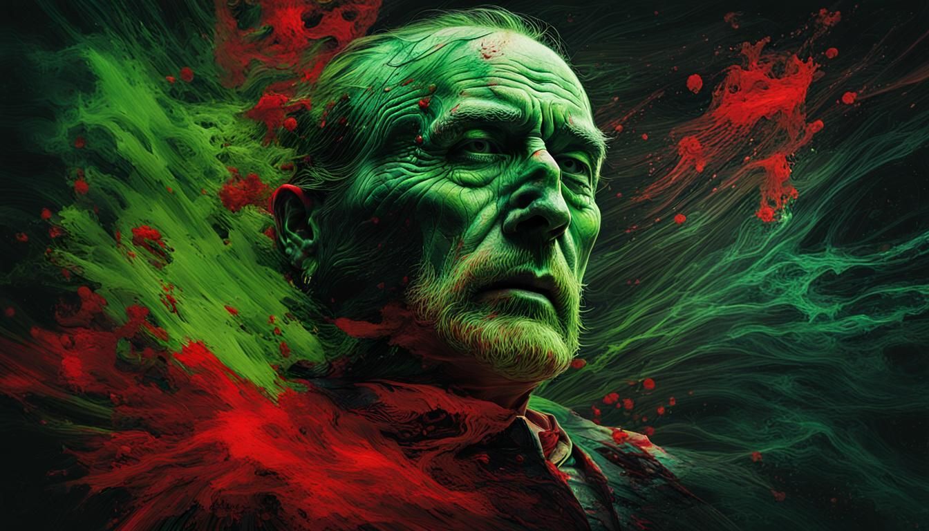 Macabre Ghost Double Exposure in Expressionist Style