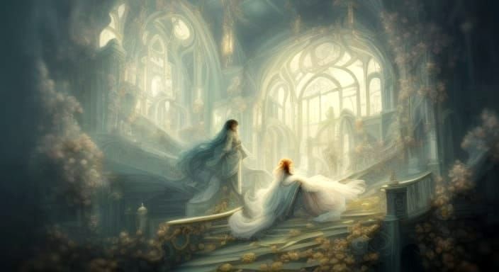 Ethereal Rococo Dreamscape of Sorrow and Hope