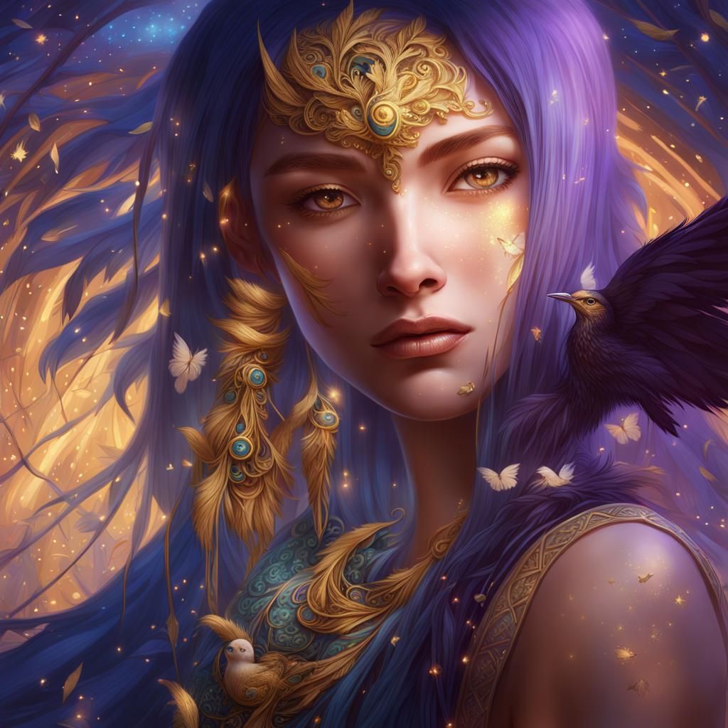 Mystical Fantasy Woman with Bird: Concept Art
