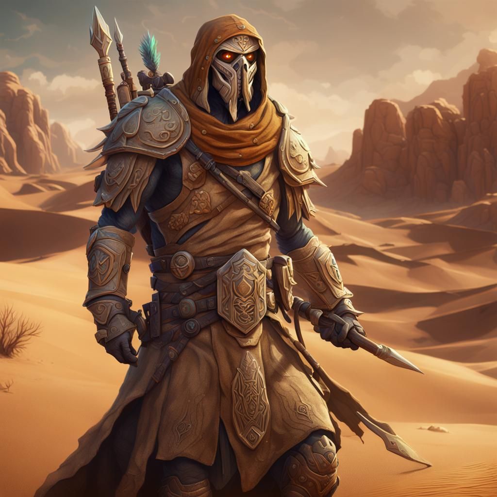 Desert Sand Druid Soldier in Detailed Matte Painting