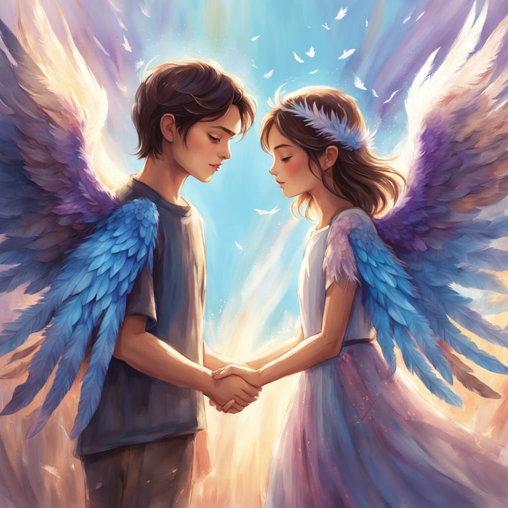Whimsical Fantasy Children with Iridescent Wings