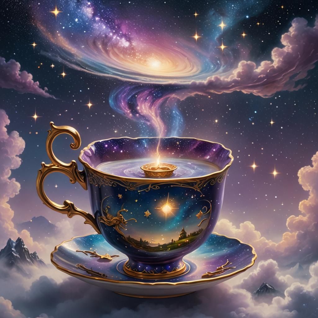 Milky Way Teacup: Ethereal Fantasy Concept Art