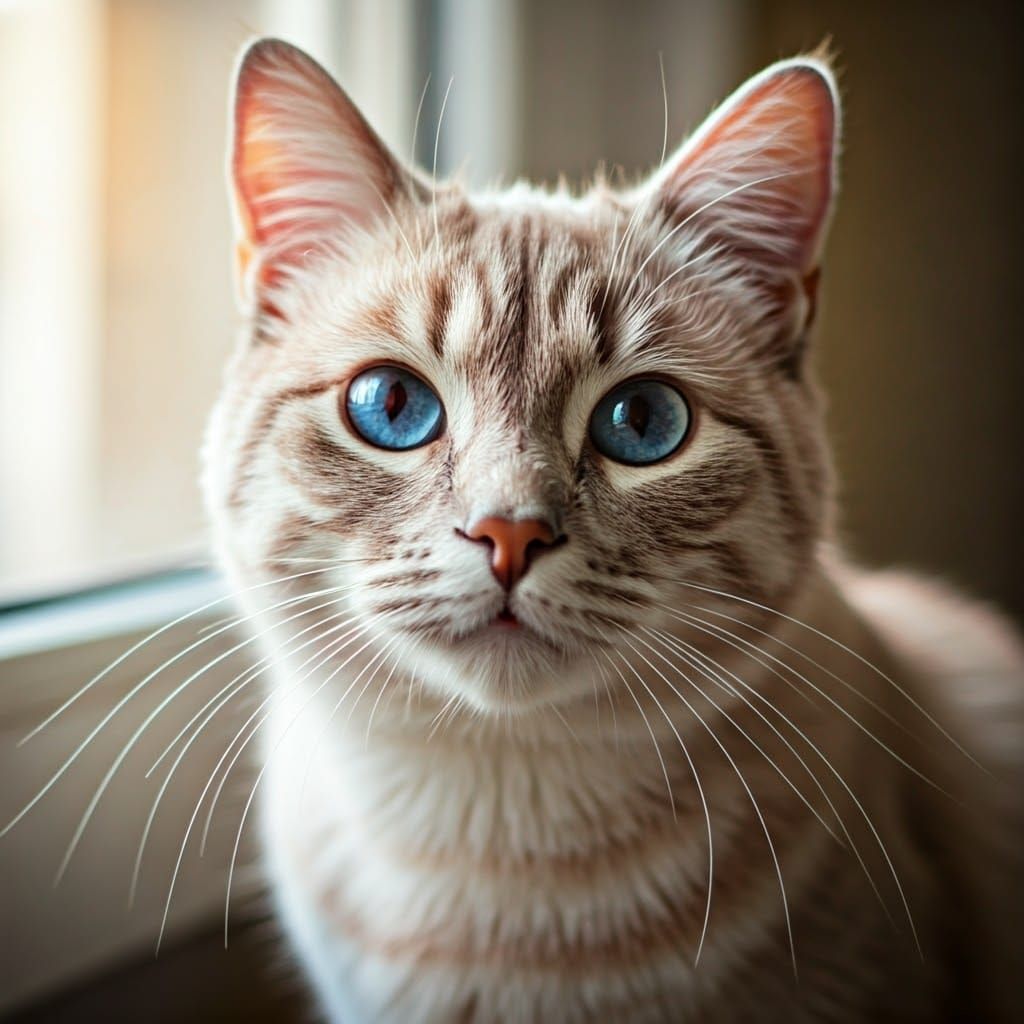 Pink Cat with Blue Eyes, Fine Art Portrait