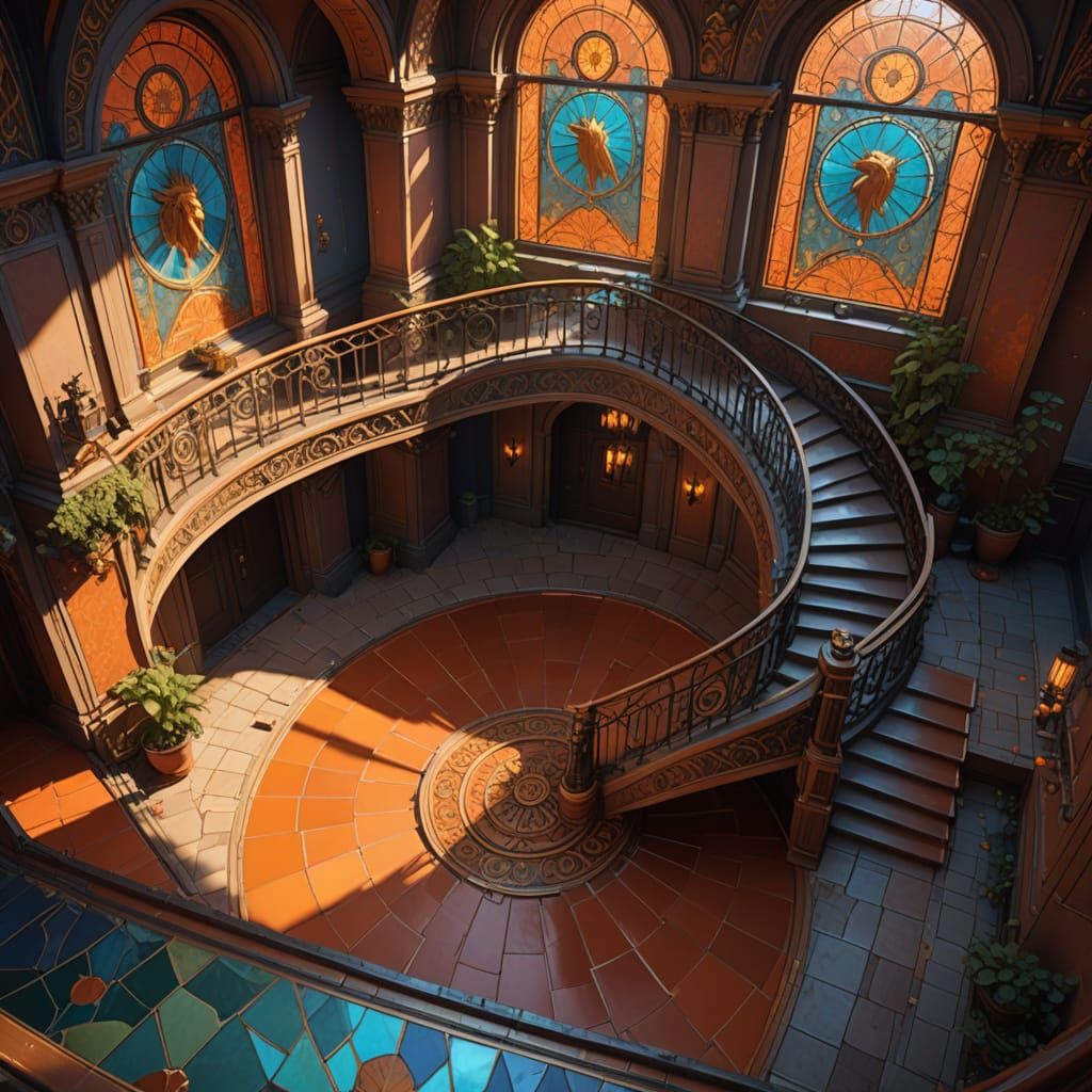 Desert Landing with Lion Balustrades, Hyperdetailed Concept ...