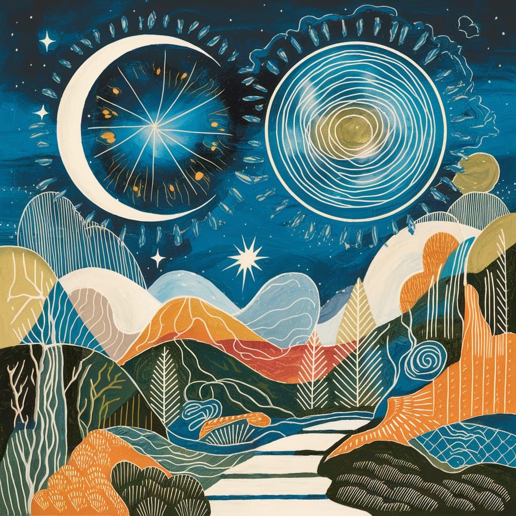 Celestial Cyan Wilderness in Abstract Surrealism