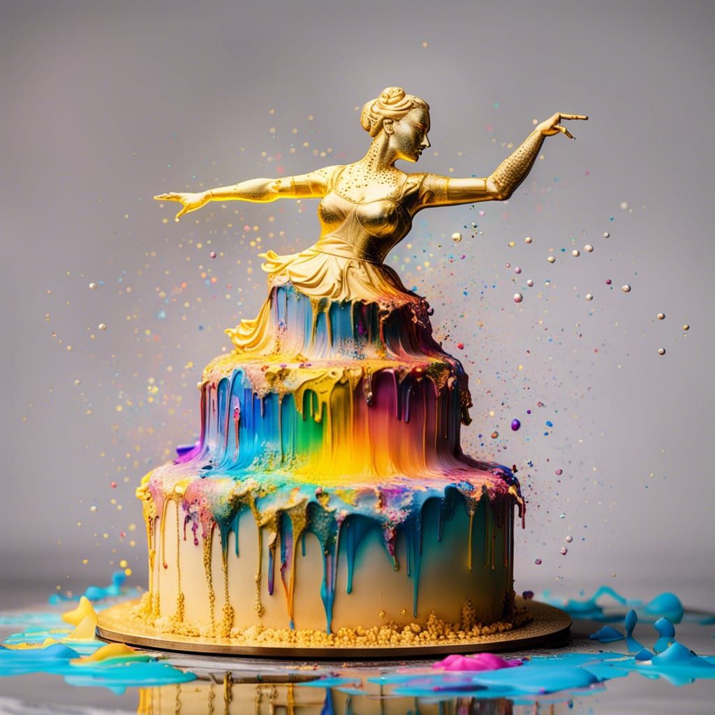 Banksy-Style Ethereal Wedding Cake in Rococo Art