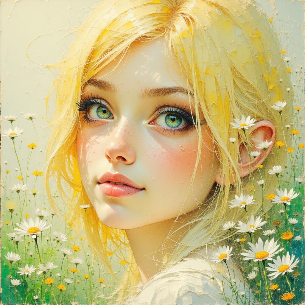 Beautiful Woman with Freckles and Long Blonde Hair in Woodla...