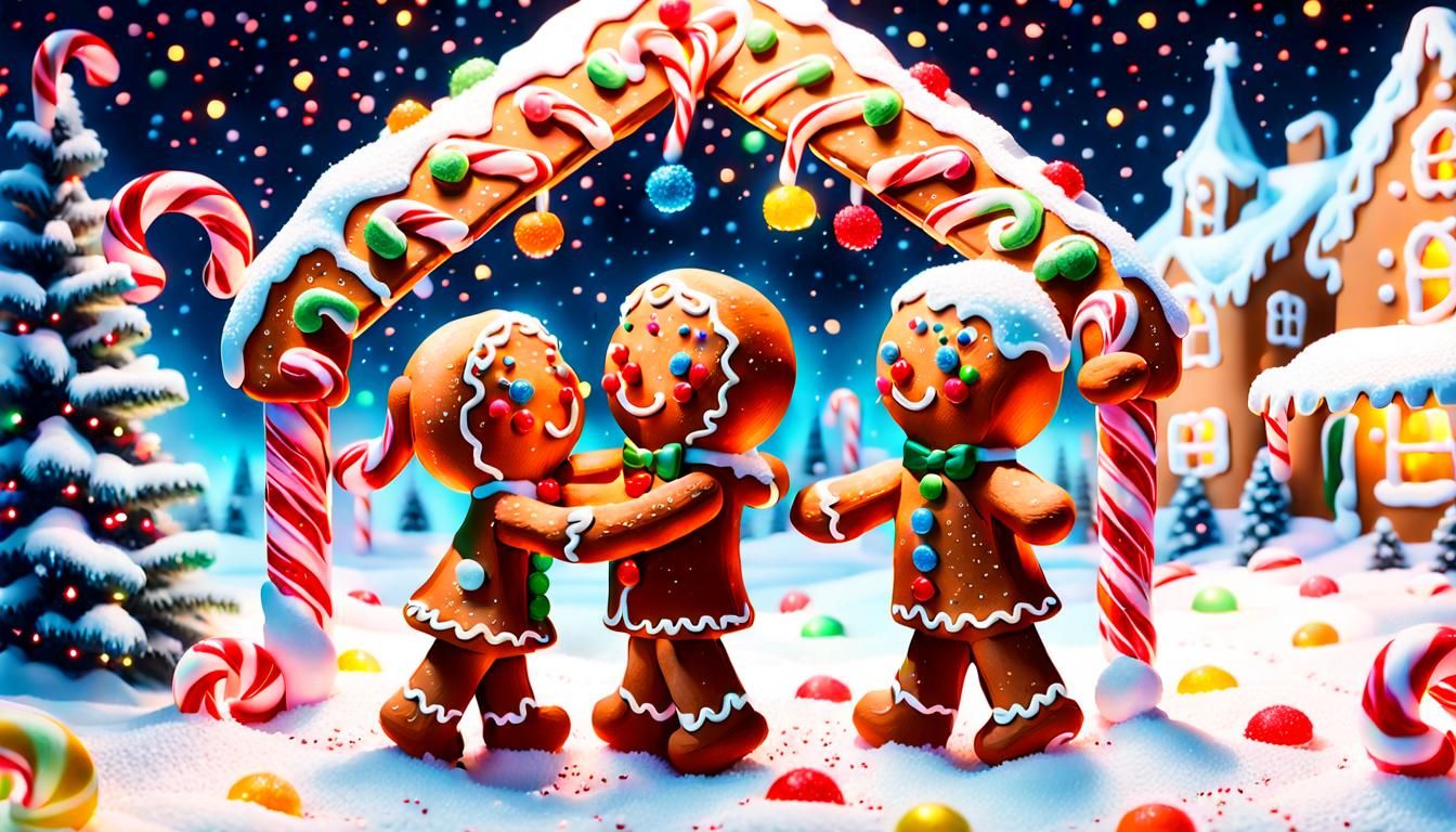 Surreal Christmas Scene in Vibrant Magritte Style