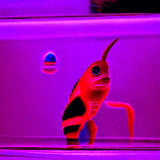 Colorful Alien in Transparent Fish Tank