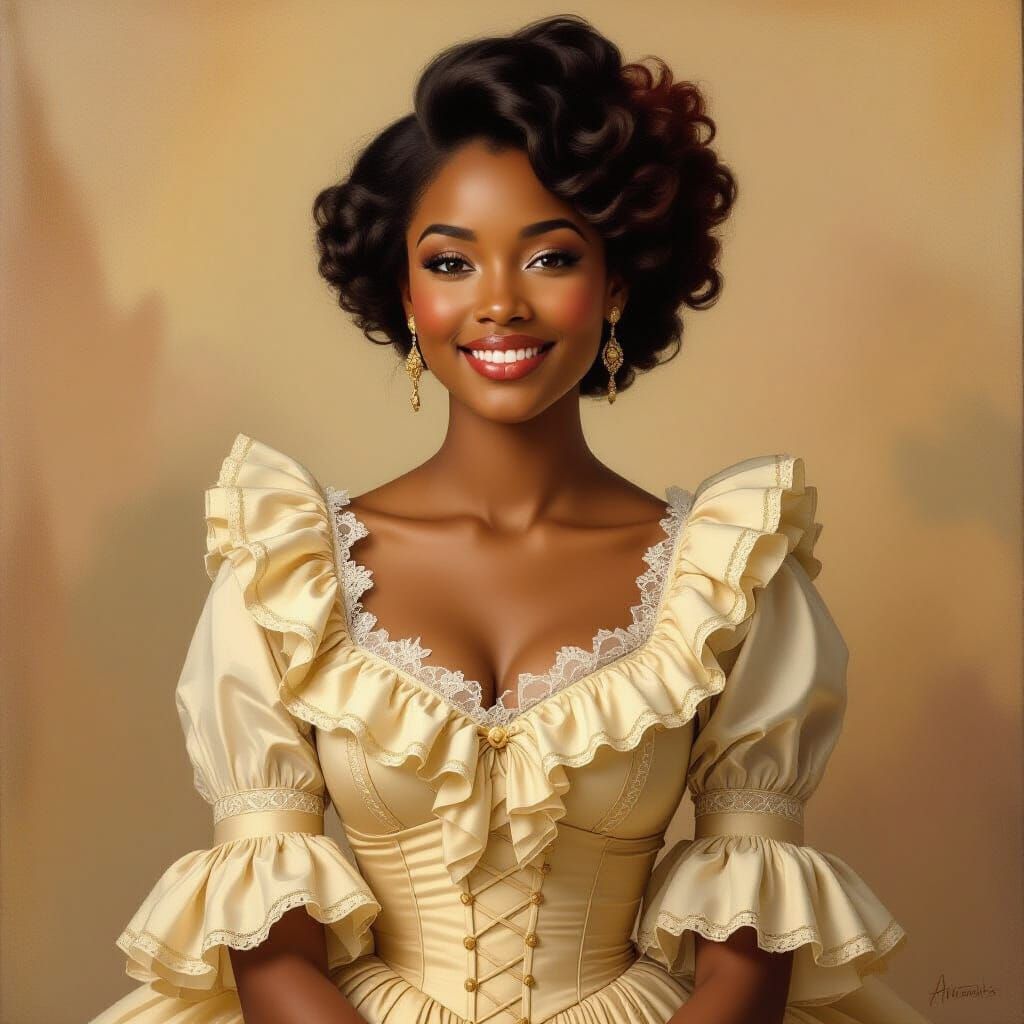 Elegant Gibson Girl Portrait in Oil Painting Style