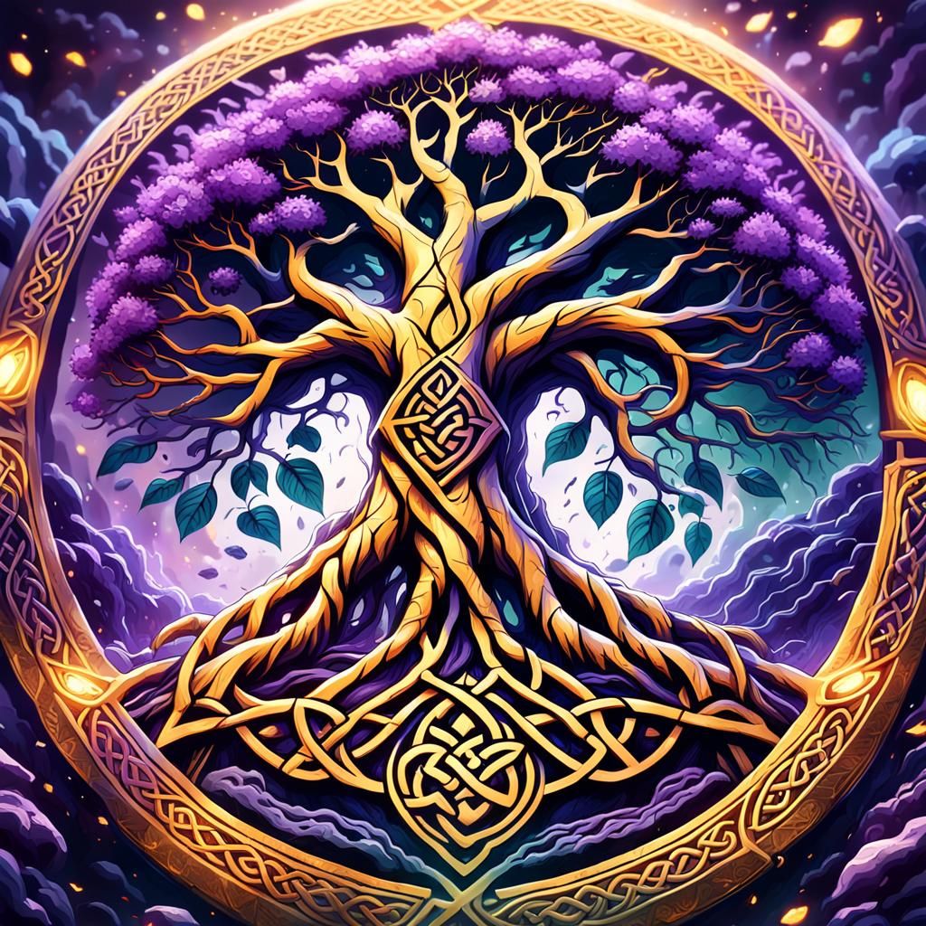 Celtic Tree of Life in Dark Fantasy Style