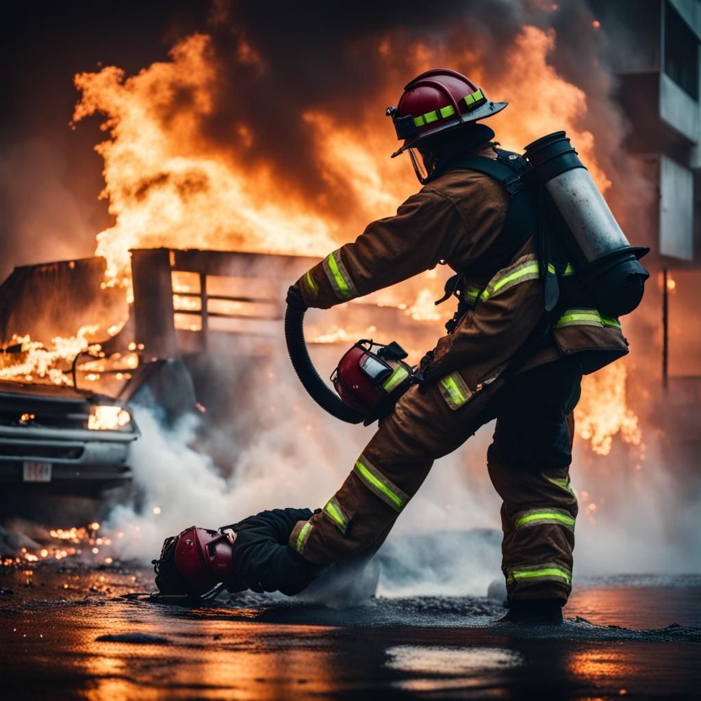 Firefighter Rescue in Intense Action Realism Style