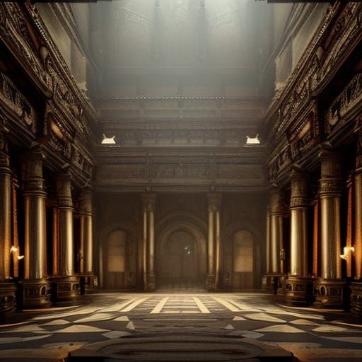 Epic Hall in a Digital Matte Painting