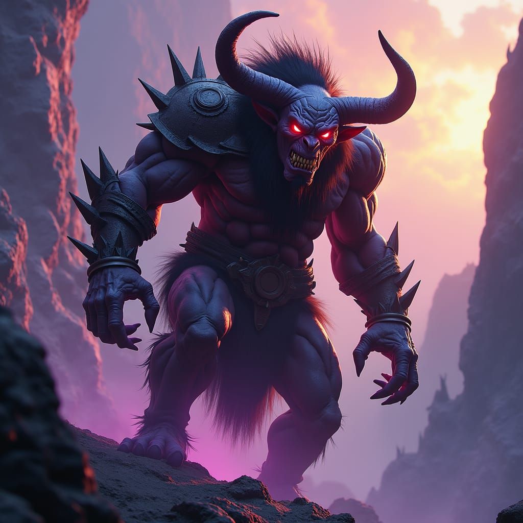 Fierce Orc Warrior in Dark Fantasy Scenery