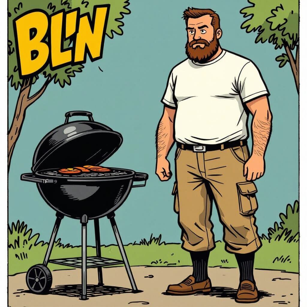 Comic Style Illustration of Middle-Aged Man by Grill