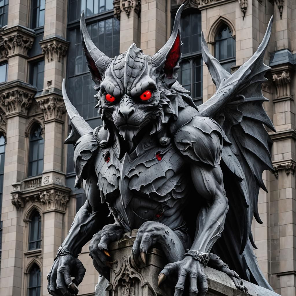 Gargoyle Perched Atop Gothic Building