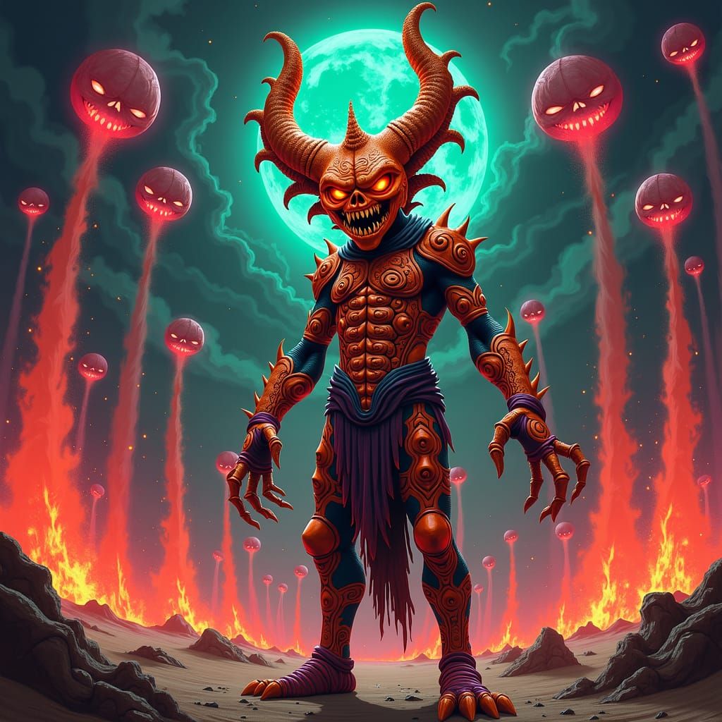 Yaksha Figure in Gothic Biomechanical Style