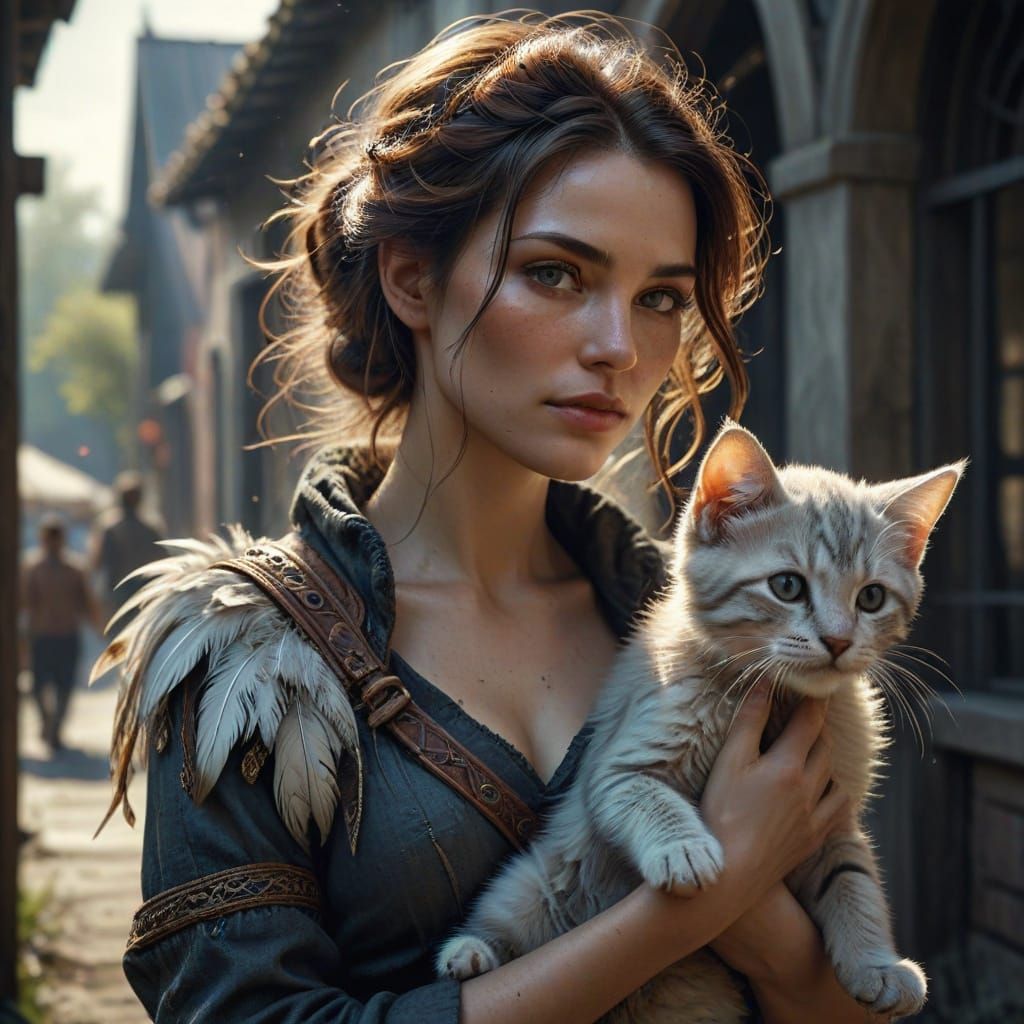 Happy Family Adopts Puppy and Kitten