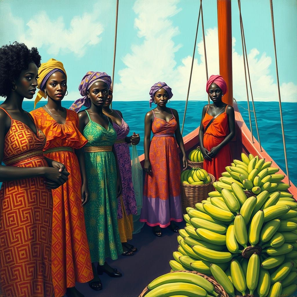 Vibrant Caribbean Market Scene in Tropical Style